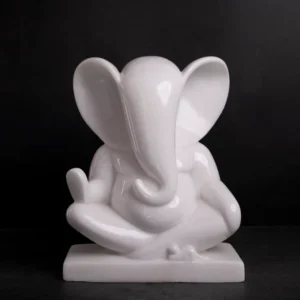 Lord Ganesh, Modern Art White Marble Statue
