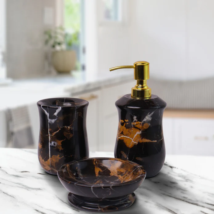 Marble Bathroom Set (Black Portoro)