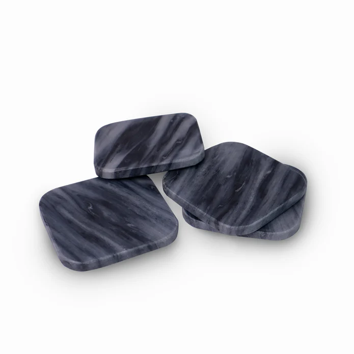Marble Coaster Set Aqua Black