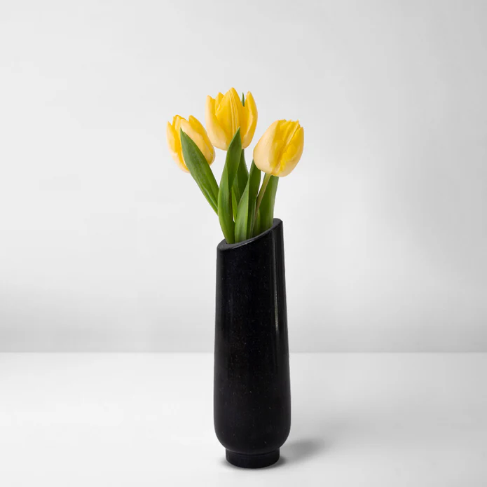 Marble Flower Vase, <br>Black