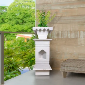 Marble Tulsi Pot, White Marble