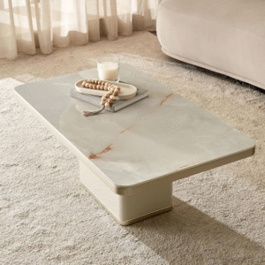 Rectangular Coffee Table Beige Marble